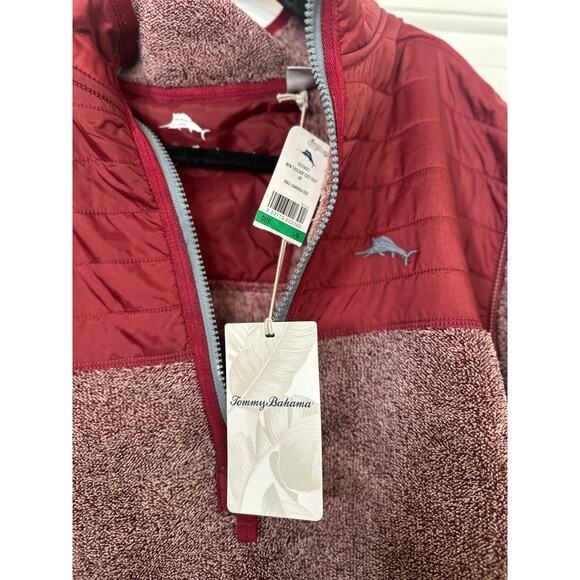 Tommy Bahama Cascade Sweater Men’s Size L Sangria Red Cozy Half Zip Pullover NWT - Picture 4 of 8